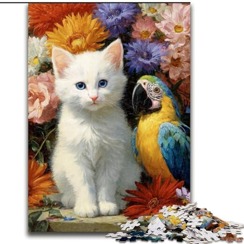 1000-teiliges Puzzle für Erwachsene, Katze und Papagei, 26x38cm, ideal für Teenager und Sammler, Reisegeschenk, Familienaktivität von ZKYUBEK