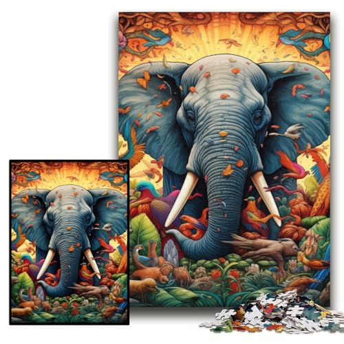 1000-teiliges Puzzle für Erwachsene, Kunst-Elefant, Kartonpuzzle, 26x38cm, Denksportaufgabe und Heimdekoration von ZKYUBEK