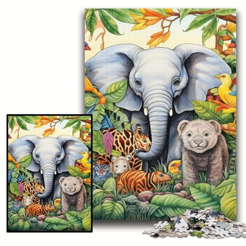 1000-teiliges Puzzle für Erwachsene, Kunst-Elefanten-Holzpuzzle, 50x75cm, entspannende Unterhaltung, Heimdekoration 1000-teiliges Puzzle für Erwachsene, Kunst-Elefanten-Holzpuzzle, 50x75cm, entspannende Unterhaltung, Heimdekoration von ZKYUBEK