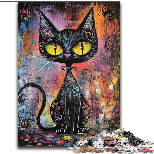 1000-teiliges Puzzle für Erwachsene, Kunst-Katze, anspruchsvolle Puzzles, 50x75cm, ideal für Familienspaß, Entspannung 1000-teiliges Puzzle für Erwachsene, Kunst-Katze, anspruchsvolle Puzzles, 50x75cm, ideal für Familienspaß, Entspannung von ZKYUBEK