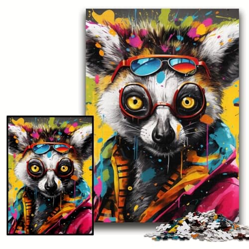 1000-teiliges Puzzle für Erwachsene, Lemur-Graffiti, Holzpuzzle, 50x75cm, Denkspiel für Teenager und Familieninteraktion 1000-teiliges Puzzle für Erwachsene, Lemur-Graffiti, Holzpuzzle, 50x75cm, Denkspiel für Teenager und Familieninteraktion von ZKYUBEK