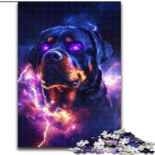1000-teiliges Puzzle für Erwachsene, Lightning Rottweiler, Holzpuzzle für Erwachsene für Geburtstage, Feiertage und besondere Anlässe, 26x38cm 1000-teiliges Puzzle für Erwachsene, Lightning Rottweiler, Holzpuzzle für Erwachsene für Geburtstage, Feiertage und besondere Anlässe, 26x38cm von ZKYUBEK