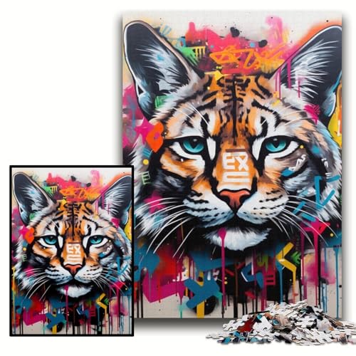 1000-teiliges Puzzle für Erwachsene, Luchs-Graffiti, Holzpuzzle, 50x75cm, Denkspiel für Teenager und Familieninteraktion von ZKYUBEK