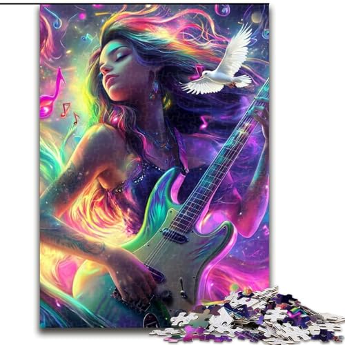 1000-teiliges Puzzle für Erwachsene, Mädchen spielt Gitarre, Holzpuzzle für Erwachsene für Geburtstage, Feiertage und besondere Anlässe, 50x75cm 1000-teiliges Puzzle für Erwachsene, Mädchen spielt Gitarre, Holzpuzzle für Erwachsene für Geburtstage, Feiertage und besondere Anlässe, 50x75cm von ZKYUBEK