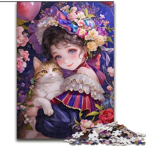 1000-teiliges Puzzle für Erwachsene, Mädchen und Katze, Holzpuzzle für Erwachsene, 26x38cm, Denksportaufgabe, Teenager und zur Heimdekoration 1000-teiliges Puzzle für Erwachsene, Mädchen und Katze, Holzpuzzle für Erwachsene, 26x38cm, Denksportaufgabe, Teenager und zur Heimdekoration von ZKYUBEK