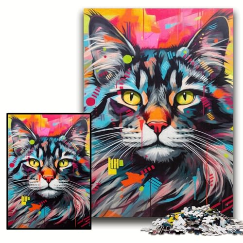 1000-teiliges Puzzle für Erwachsene, Maine Coon, Holzpuzzle, 50x75cm, Denkspiel für Teenager und Familieninteraktion 1000-teiliges Puzzle für Erwachsene, Maine Coon, Holzpuzzle, 50x75cm, Denkspiel für Teenager und Familieninteraktion von ZKYUBEK