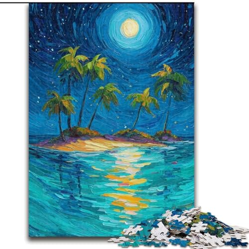 1000-teiliges Puzzle für Erwachsene, Nachthimmel und Strand, Holzpuzzle für Erwachsene, 26x38cm, Gehirn-Herausforderung, Teenager und zur Heimdekoration von ZKYUBEK