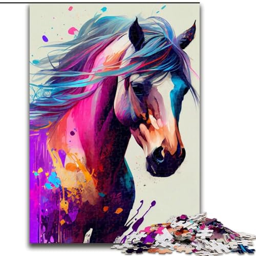 1000-teiliges Puzzle für Erwachsene, Pferd, buntes Holzpuzzle für Erwachsene, Größe 50x75cm, schwieriges Denkspiel für Teenager 1000-teiliges Puzzle für Erwachsene, Pferd, buntes Holzpuzzle für Erwachsene, Größe 50x75cm, schwieriges Denkspiel für Teenager von ZKYUBEK
