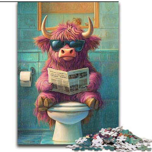 1000-teiliges Puzzle für Erwachsene, Pink Yak Go Toilet, Puzzle für Erwachsene, Größe 26x38cm, Denkspiel für Teenager und Familieninteraktion von ZKYUBEK