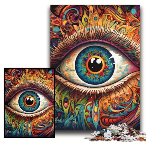1000-teiliges Puzzle für Erwachsene, Psychedelische Augen, Schwierige Puzzles für Erwachsene, 26x38cm, Gehirn-Herausforderung, Geschenk, Lernaktivität für Teenager 1000-teiliges Puzzle für Erwachsene, Psychedelische Augen, Schwierige Puzzles für Erwachsene, 26x38cm, Gehirn-Herausforderung, Geschenk, Lernaktivität für Teenager von ZKYUBEK