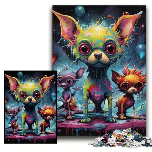 1000-teiliges Puzzle für Erwachsene, Psychedelischer Chihuahua, Papppuzzle, 26x38cm, Denkspiel für Teenager und Familieninteraktion 1000-teiliges Puzzle für Erwachsene, Psychedelischer Chihuahua, Papppuzzle, 26x38cm, Denkspiel für Teenager und Familieninteraktion von ZKYUBEK
