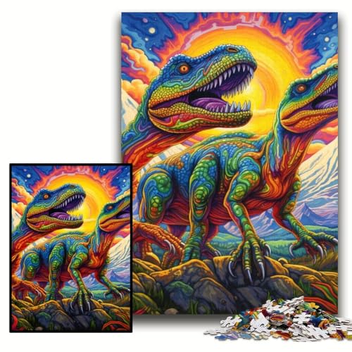 1000-teiliges Puzzle für Erwachsene, Psychedelischer Tyrannosaurus Rex, Holzpuzzle, 50x75cm, Denkspiel für Teenager und Familieninteraktion 1000-teiliges Puzzle für Erwachsene, Psychedelischer Tyrannosaurus Rex, Holzpuzzle, 50x75cm, Denkspiel für Teenager und Familieninteraktion von ZKYUBEK