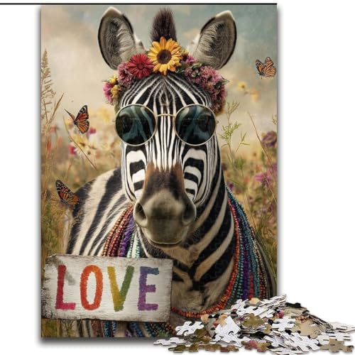 1000-teiliges Puzzle für Erwachsene, Regenbogen-Zebra, 26x38cm, Eltern, Partner, Freunde – ab 14 Jahren von ZKYUBEK