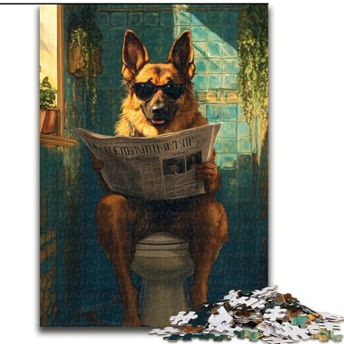1000-teiliges Puzzle für Erwachsene, Schäferhund auf Toilette, Holzpuzzle, 50x75cm, interaktives Familienspiel, Denksportaufgabe, Lernspielzeug 1000-teiliges Puzzle für Erwachsene, Schäferhund auf Toilette, Holzpuzzle, 50x75cm, interaktives Familienspiel, Denksportaufgabe, Lernspielzeug von ZKYUBEK
