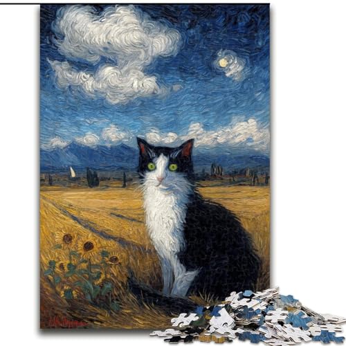 1000-teiliges Puzzle für Erwachsene, Schwarze Katze, 50x75cm, Eltern, Partner, Freunde – ab 14 Jahren 1000-teiliges Puzzle für Erwachsene, Schwarze Katze, 50x75cm, Eltern, Partner, Freunde – ab 14 Jahren von ZKYUBEK