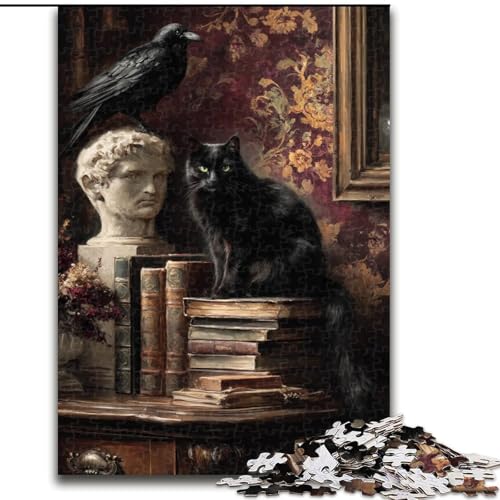 1000-teiliges Puzzle für Erwachsene, Schwarze Katze, die auf Büchern Steht, Holzpuzzle, 50x75cm, anspruchsvolles DIY-Denkspiel, perfektes Familienspiel oder dekoratives Geschenk 1000-teiliges Puzzle für Erwachsene, Schwarze Katze, die auf Büchern Steht, Holzpuzzle, 50x75cm, anspruchsvolles DIY-Denkspiel, perfektes Familienspiel oder dekoratives Geschenk von ZKYUBEK