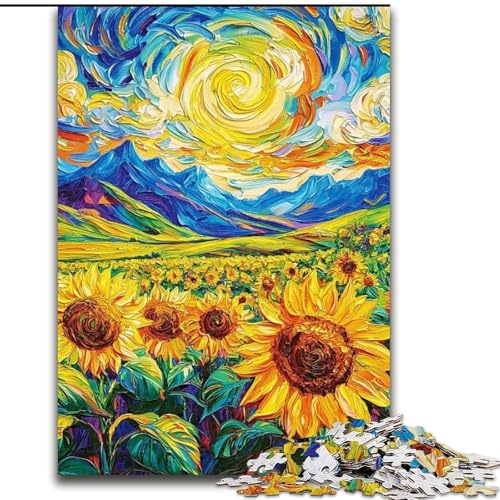 1000-teiliges Puzzle für Erwachsene, Sonnenblume, Holzpuzzle, 50x75cm, Eltern, Partner, Freunde – ab 14 Jahren von ZKYUBEK
