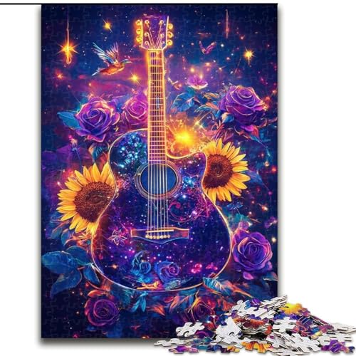 1000-teiliges Puzzle für Erwachsene, Sonnenblumengitarre, Holzpuzzle, 50x75cm, interaktives Familienspiel, Denksportaufgabe, Lernspielzeug 1000-teiliges Puzzle für Erwachsene, Sonnenblumengitarre, Holzpuzzle, 50x75cm, interaktives Familienspiel, Denksportaufgabe, Lernspielzeug von ZKYUBEK