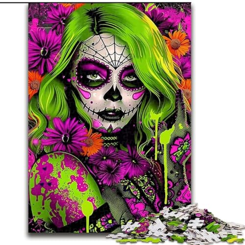 1000-teiliges Puzzle für Erwachsene, Totenkopfmädchen, Holzpuzzle, 50x75cm, Eltern, Partner, Freunde – ab 14 Jahren 1000-teiliges Puzzle für Erwachsene, Totenkopfmädchen, Holzpuzzle, 50x75cm, Eltern, Partner, Freunde – ab 14 Jahren von ZKYUBEK