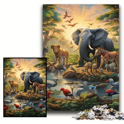 1000-teiliges Puzzle für Erwachsene, afrikanische Tiere, Holzpuzzle, 50x75cm, Denksportaufgabe und Heimdekoration 1000-teiliges Puzzle für Erwachsene, afrikanische Tiere, Holzpuzzle, 50x75cm, Denksportaufgabe und Heimdekoration von ZKYUBEK