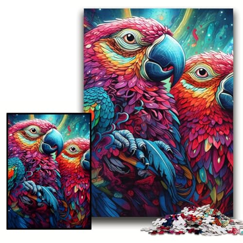 1000-teiliges Puzzle für Erwachsene, bunter Papagei, Puzzle für Erwachsene, 26x38cm, pädagogisches Denkspiel, künstlerische Heim- und Bürodekoration, ab 14 Jahren von ZKYUBEK