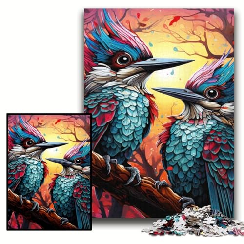1000-teiliges Puzzle für Erwachsene, bunter Specht, Holzpuzzle, 50x75cm, Denkspiel für Teenager und Familieninteraktion von ZKYUBEK