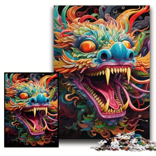 1000-teiliges Puzzle für Erwachsene, bunter chinesischer Drache, Puzzle für Erwachsene, 26x38cm, pädagogisches Denkspiel, künstlerische Heim- und Bürodekoration, ab 14 Jahren 1000-teiliges Puzzle für Erwachsene, bunter chinesischer Drache, Puzzle für Erwachsene, 26x38cm, pädagogisches Denkspiel, künstlerische Heim- und Bürodekoration, ab 14 Jahren von ZKYUBEK