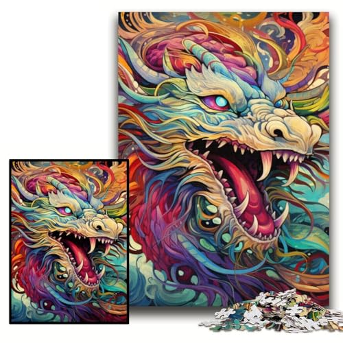 1000-teiliges Puzzle für Erwachsene, buntes chinesisches Drachen-Puzzle für Erwachsene, 26x38cm, perfekt für Familienspaß an Weihnachten, Thanksgiving, Geburtstagen und Ostern von ZKYUBEK