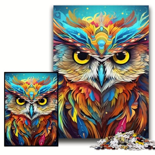 1000-teiliges Puzzle für Erwachsene, farbenfrohe Eulen-Holzpuzzles, 50x75cm, entspannende Unterhaltung, Heimdekoration 1000-teiliges Puzzle für Erwachsene, farbenfrohe Eulen-Holzpuzzles, 50x75cm, entspannende Unterhaltung, Heimdekoration von ZKYUBEK