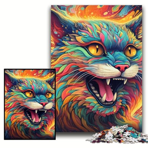 1000-teiliges Puzzle für Erwachsene, farbenfrohe Kunst, psychedelische Katzen-Puzzles für Erwachsene, 50x75cm, pädagogisches Denkspiel, künstlerische Heim- und Bürodekoration, ab 14 Jahren 1000-teiliges Puzzle für Erwachsene, farbenfrohe Kunst, psychedelische Katzen-Puzzles für Erwachsene, 50x75cm, pädagogisches Denkspiel, künstlerische Heim- und Bürodekoration, ab 14 Jahren von ZKYUBEK
