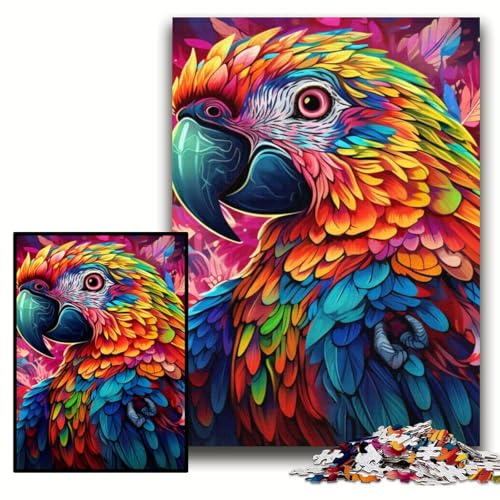 1000-teiliges Puzzle für Erwachsene, farbenfroher Kunstpapagei, Holzpuzzle, 50x75cm, Denksportaufgabe und Heimdekoration 1000-teiliges Puzzle für Erwachsene, farbenfroher Kunstpapagei, Holzpuzzle, 50x75cm, Denksportaufgabe und Heimdekoration von ZKYUBEK