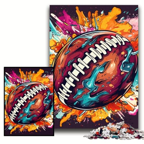 1000-teiliges Puzzle für Erwachsene, farbenfrohes American-Football-Holzpuzzle, 50x75cm, entspannende Unterhaltung, Heimdekoration 1000-teiliges Puzzle für Erwachsene, farbenfrohes American-Football-Holzpuzzle, 50x75cm, entspannende Unterhaltung, Heimdekoration von ZKYUBEK