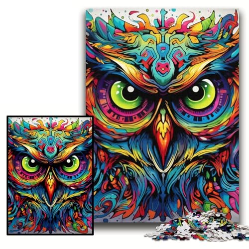 1000-teiliges Puzzle für Erwachsene, farbenfrohes Eulen-Kunstpuzzle aus Karton, 26x38cm, Denkspiel für Teenager und Familieninteraktion 1000-teiliges Puzzle für Erwachsene, farbenfrohes Eulen-Kunstpuzzle aus Karton, 26x38cm, Denkspiel für Teenager und Familieninteraktion von ZKYUBEK