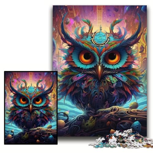 1000-teiliges Puzzle für Erwachsene, farbenfrohes Eulen-Kunstpuzzle aus Karton, 26x38cm, Denkspiel für Teenager und Familieninteraktion 1000-teiliges Puzzle für Erwachsene, farbenfrohes Eulen-Kunstpuzzle aus Karton, 26x38cm, Denkspiel für Teenager und Familieninteraktion von ZKYUBEK