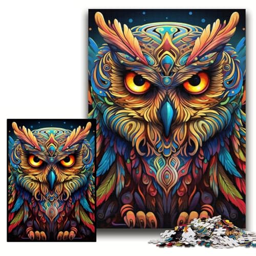 1000-teiliges Puzzle für Erwachsene, farbenfrohes Eulen-Kunstpuzzle aus Karton, 26x38cm, Denkspiel für Teenager und Familieninteraktion 1000-teiliges Puzzle für Erwachsene, farbenfrohes Eulen-Kunstpuzzle aus Karton, 26x38cm, Denkspiel für Teenager und Familieninteraktion von ZKYUBEK