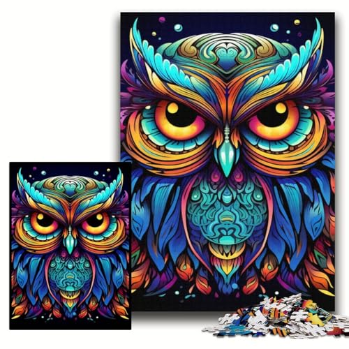 1000-teiliges Puzzle für Erwachsene, farbenfrohes Eulen-Puzzle für Erwachsene, 50x75cm, kreatives Familienspiel und Heimdekoration, Teenager 1000-teiliges Puzzle für Erwachsene, farbenfrohes Eulen-Puzzle für Erwachsene, 50x75cm, kreatives Familienspiel und Heimdekoration, Teenager von ZKYUBEK