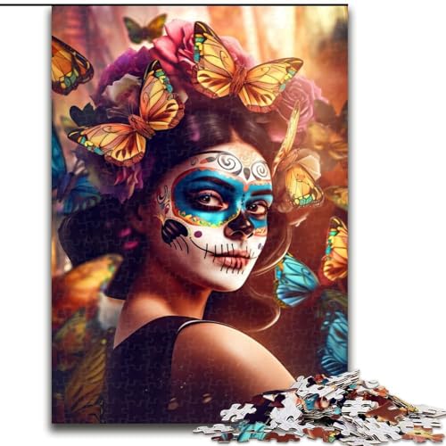 1000-teiliges Puzzle für Erwachsene, farbenfrohes Holzpuzzle zum Tag der Toten, Größe 50x75cm, entspannende Unterhaltung, Heimdekoration 1000-teiliges Puzzle für Erwachsene, farbenfrohes Holzpuzzle zum Tag der Toten, Größe 50x75cm, entspannende Unterhaltung, Heimdekoration von ZKYUBEK