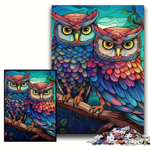 1000-teiliges Puzzle für Erwachsene, farbenfrohes Kunst-Eulen-Holzpuzzle, 50x75cm, Denkspiel für Teenager und Familieninteraktion 1000-teiliges Puzzle für Erwachsene, farbenfrohes Kunst-Eulen-Holzpuzzle, 50x75cm, Denkspiel für Teenager und Familieninteraktion von ZKYUBEK