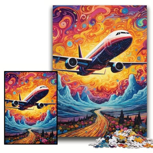 1000-teiliges Puzzle für Erwachsene, farbenfrohes Kunst-Flugzeug-Puzzle für Erwachsene, 26x38cm, pädagogisches Denkspiel, künstlerische Heim- und Bürodekoration, ab 14 Jahren 1000-teiliges Puzzle für Erwachsene, farbenfrohes Kunst-Flugzeug-Puzzle für Erwachsene, 26x38cm, pädagogisches Denkspiel, künstlerische Heim- und Bürodekoration, ab 14 Jahren von ZKYUBEK