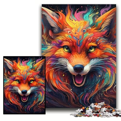 1000-teiliges Puzzle für Erwachsene, farbenfrohes Kunst-Fuchs-Puzzle für Erwachsene, 26x38cm, pädagogisches Denkspiel, künstlerische Heim- und Bürodekoration, ab 14 Jahren 1000-teiliges Puzzle für Erwachsene, farbenfrohes Kunst-Fuchs-Puzzle für Erwachsene, 26x38cm, pädagogisches Denkspiel, künstlerische Heim- und Bürodekoration, ab 14 Jahren von ZKYUBEK