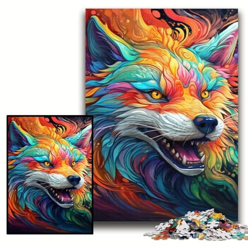1000-teiliges Puzzle für Erwachsene, farbenfrohes Kunst-Fuchs-Puzzle für Erwachsene, 50x75cm, pädagogisches Denkspiel, künstlerische Heim- und Bürodekoration, ab 14 Jahren 1000-teiliges Puzzle für Erwachsene, farbenfrohes Kunst-Fuchs-Puzzle für Erwachsene, 50x75cm, pädagogisches Denkspiel, künstlerische Heim- und Bürodekoration, ab 14 Jahren von ZKYUBEK