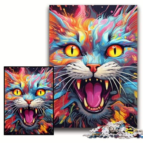 1000-teiliges Puzzle für Erwachsene, farbenfrohes Kunst-Katzen-Holzpuzzle, 50x75cm, Denkspiel für Teenager und Familieninteraktion 1000-teiliges Puzzle für Erwachsene, farbenfrohes Kunst-Katzen-Holzpuzzle, 50x75cm, Denkspiel für Teenager und Familieninteraktion von ZKYUBEK