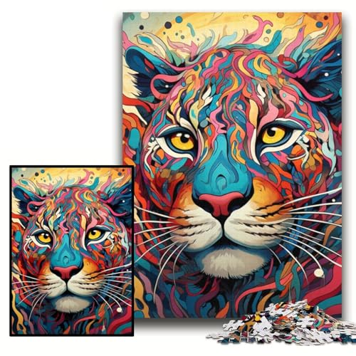 1000-teiliges Puzzle für Erwachsene, farbenfrohes Kunstpuzzle mit Puma-Motiv, Karton, 26x38cm, Denksportaufgabe und Heimdekoration 1000-teiliges Puzzle für Erwachsene, farbenfrohes Kunstpuzzle mit Puma-Motiv, Karton, 26x38cm, Denksportaufgabe und Heimdekoration von ZKYUBEK