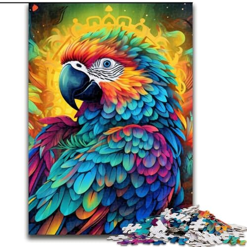 1000-teiliges Puzzle für Erwachsene, farbenfrohes Papageien-Puzzle für Erwachsene, Größe 50x75cm, Denkspiel für Teenager und Familieninteraktion von ZKYUBEK