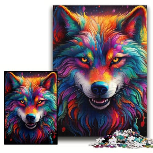 1000-teiliges Puzzle für Erwachsene, farbenfrohes Wolf-Kunstpuzzle für Erwachsene, 26x38cm, pädagogisches Denkspiel, künstlerische Heim- und Bürodekoration, ab 14 Jahren 1000-teiliges Puzzle für Erwachsene, farbenfrohes Wolf-Kunstpuzzle für Erwachsene, 26x38cm, pädagogisches Denkspiel, künstlerische Heim- und Bürodekoration, ab 14 Jahren von ZKYUBEK