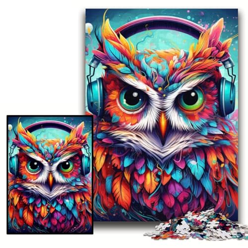 1000-teiliges Puzzle für Erwachsene, farbiges Eulen-Puzzle aus Karton, 26x38cm, Denkspiel für Teenager und Familieninteraktion von ZKYUBEK