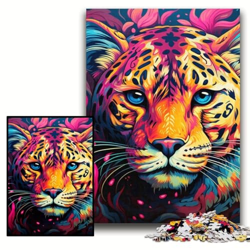 1000-teiliges Puzzle für Erwachsene, gelb-rosa Leoparden-Puzzle aus Holz, 50x75cm, Denkspiel für Teenager und Familieninteraktion 1000-teiliges Puzzle für Erwachsene, gelb-rosa Leoparden-Puzzle aus Holz, 50x75cm, Denkspiel für Teenager und Familieninteraktion von ZKYUBEK
