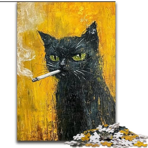 1000-teiliges Puzzle für Erwachsene, rauchende Schwarze Katze, Puzzle 1000 Teile für Erwachsene, interaktives Familienspiel, DIY-Heimdekoration, Gehirn-Herausforderung, Geschenk, 26x38cm 1000-teiliges Puzzle für Erwachsene, rauchende Schwarze Katze, Puzzle 1000 Teile für Erwachsene, interaktives Familienspiel, DIY-Heimdekoration, Gehirn-Herausforderung, Geschenk, 26x38cm von ZKYUBEK