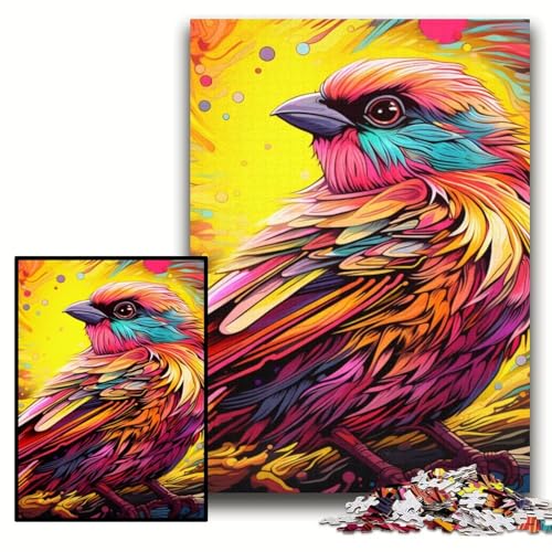 1000-teiliges Puzzle für Erwachsene, rosa Spatz, Holzpuzzle, 50x75cm, Denkspiel für Teenager und Familieninteraktion von ZKYUBEK