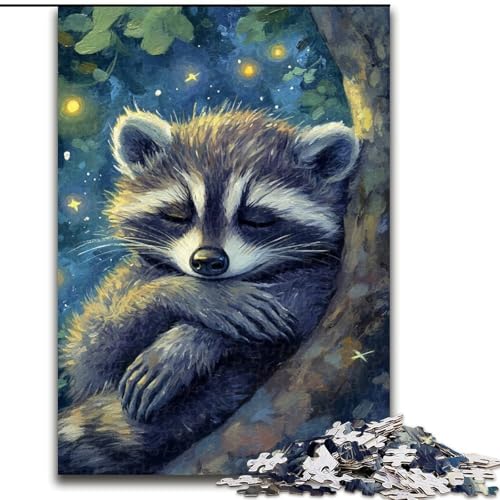 1000-teiliges Puzzle für Erwachsene, schlafender Waschbär, Holzpuzzle, 50x75cm, Eltern, Partner, Freunde – ab 14 Jahren von ZKYUBEK